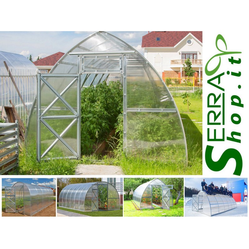 Invernadero en policarbonato 3,64m², 1,9x1,92x2,01m c/base, Verde -  Dancovershop ES