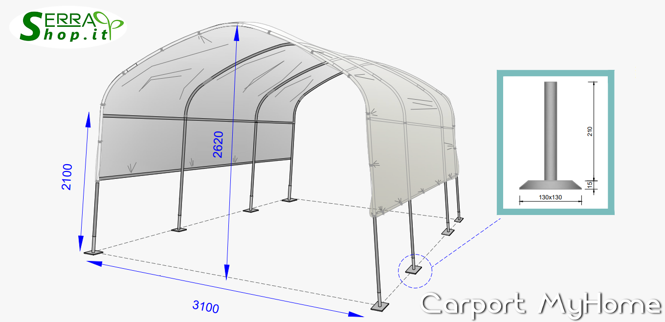 carport tunnel box auto furgoni camper