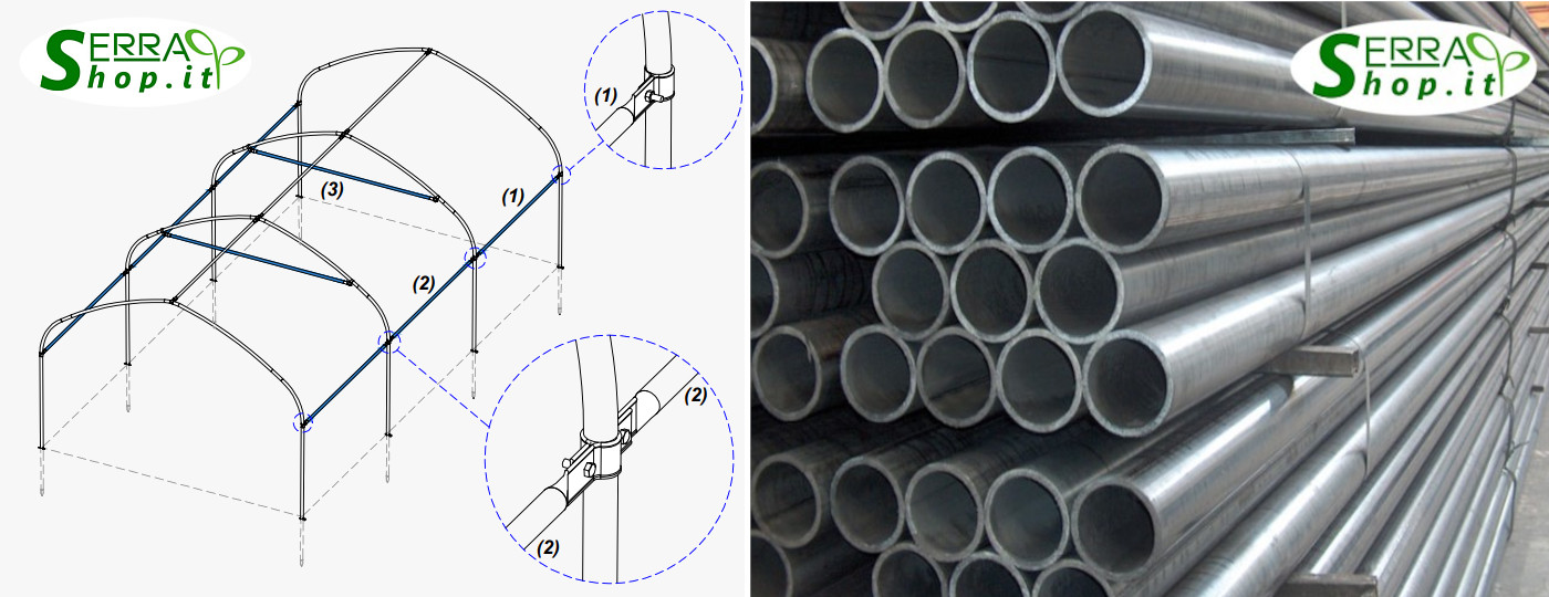 struttura serra a tunnel antigrandine con telo pvc rete