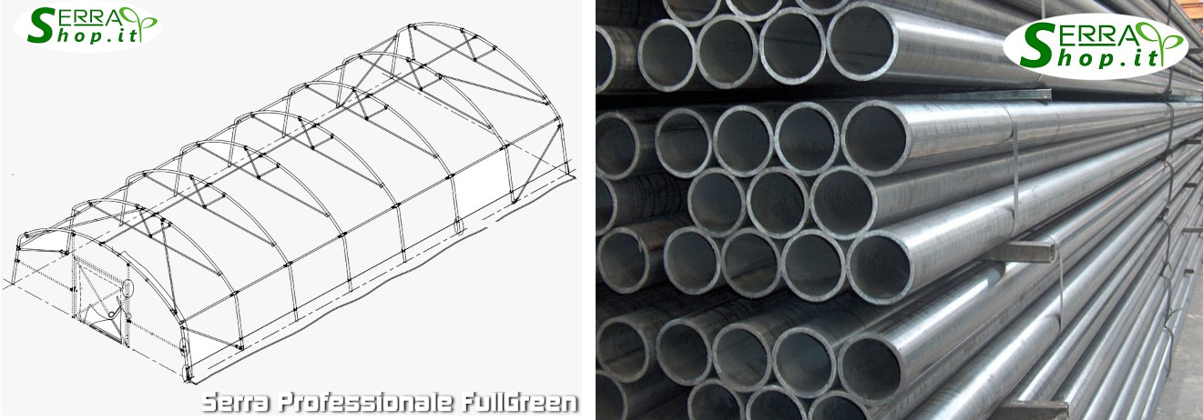 struttura serra a tunnel antigrandine con telo pvc rete