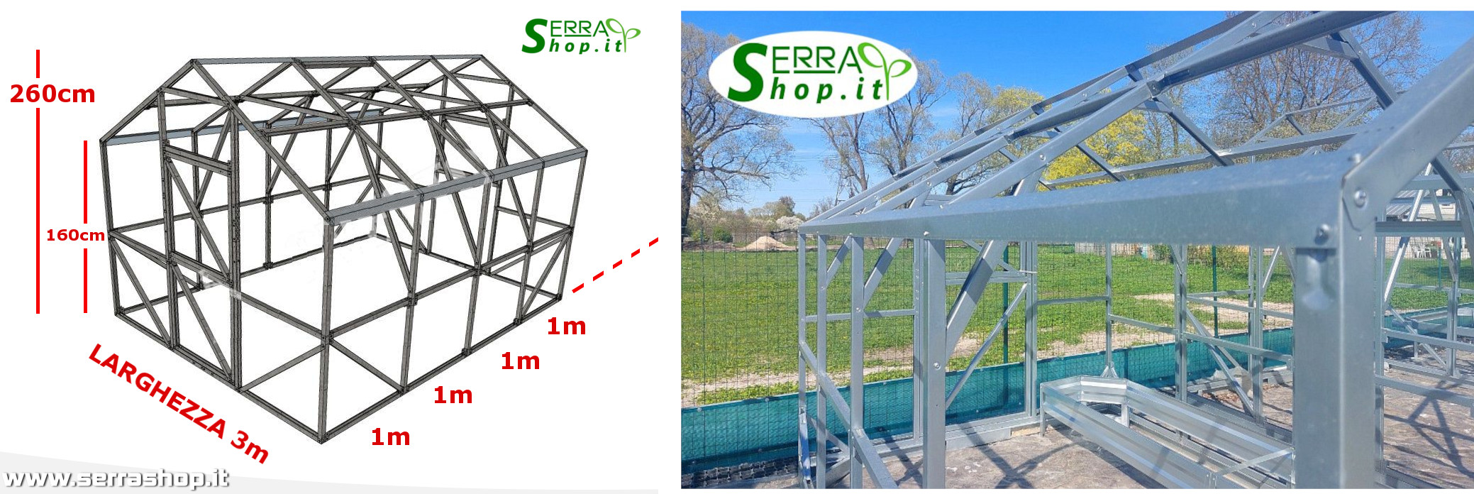 struttura serra a casetta in policarbonato per orto e giardino