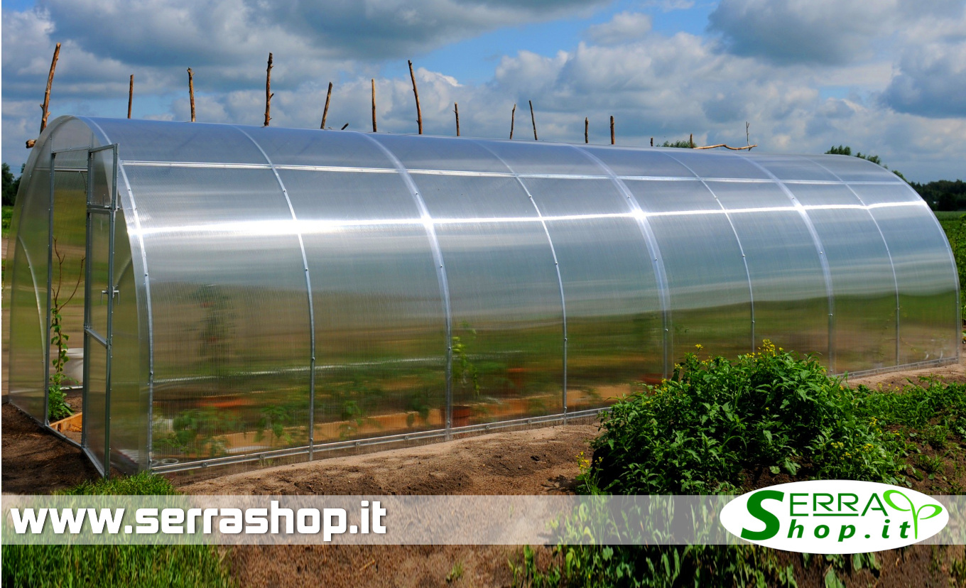 serra in policarbonato tunnel volcan larghezza 3m per orto e giardino