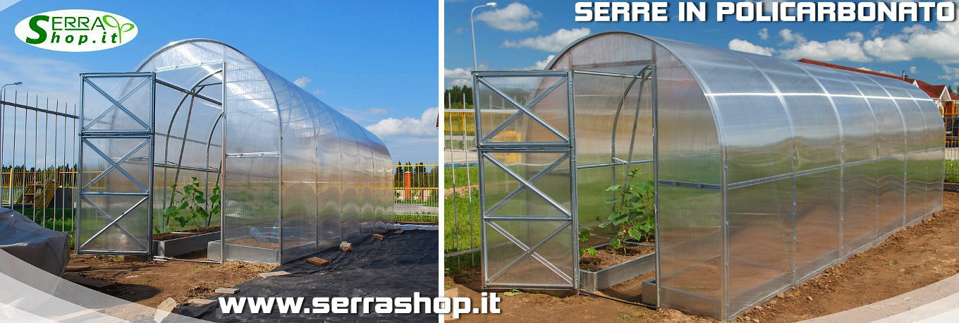 serra in policarbonato tunnel compact larghezza 2m per orto e giardino